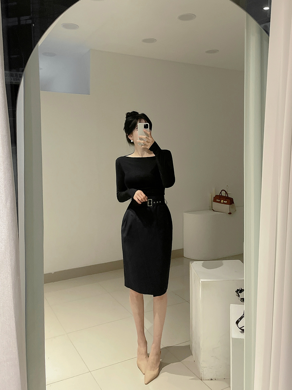(세) 튤립 벨트세트 트렌치 랩스커트 미디 : 오브aube