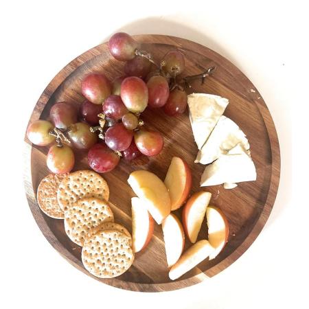 Wooden Round Plates 1025 Inches Set of 4 Acacia Wood for Dining Room Kitchen Party Wedding : 에스와이넷샵