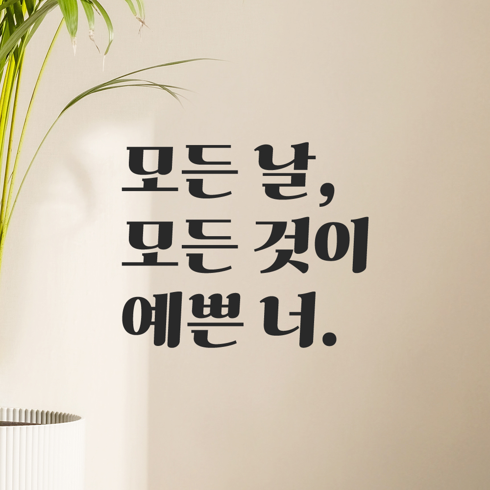 인테리어 포인트 그래픽 레트로 감성 레터링 스티커 모든 날 모든 것이 예쁜 너 LG-075S 검정 - 상세 이미지 5