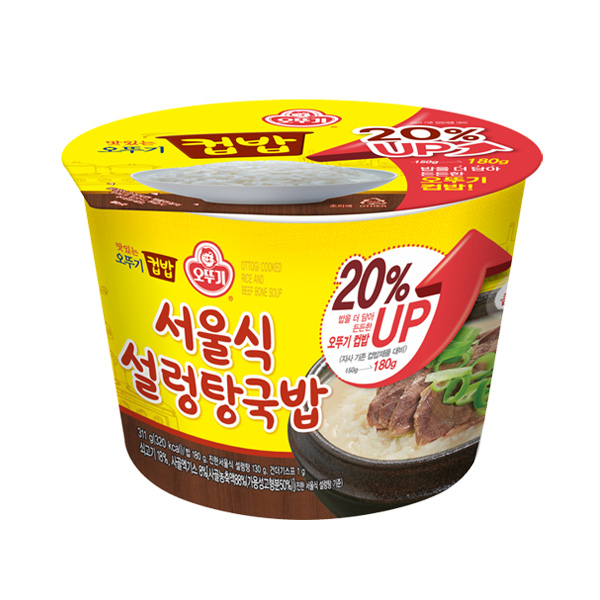[소비기한 26년 03월 23일까지] 오뚜기 컵밥 서울식 설렁탕국밥(증량) 311g - 상품 이미지