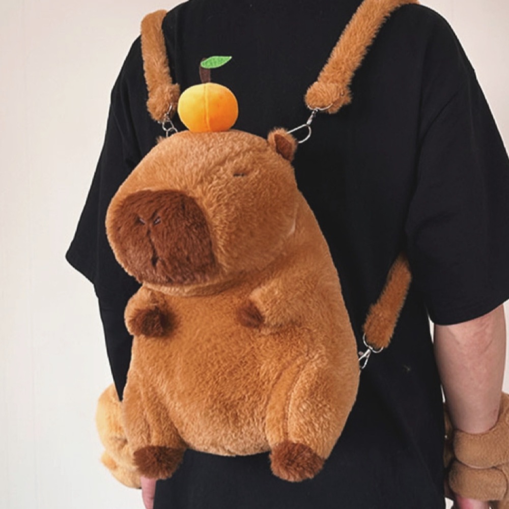 카피바라 가방 인형가방 인형 백팩 배낭 동물가방 선물 보조가방 털가방 귀여운 - 상품 이미지