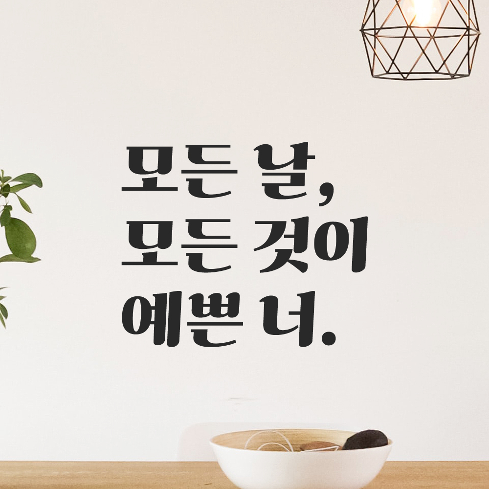인테리어 포인트 그래픽 레트로 감성 레터링 스티커 모든 날 모든 것이 예쁜 너 LG-075S 검정 이미지 6