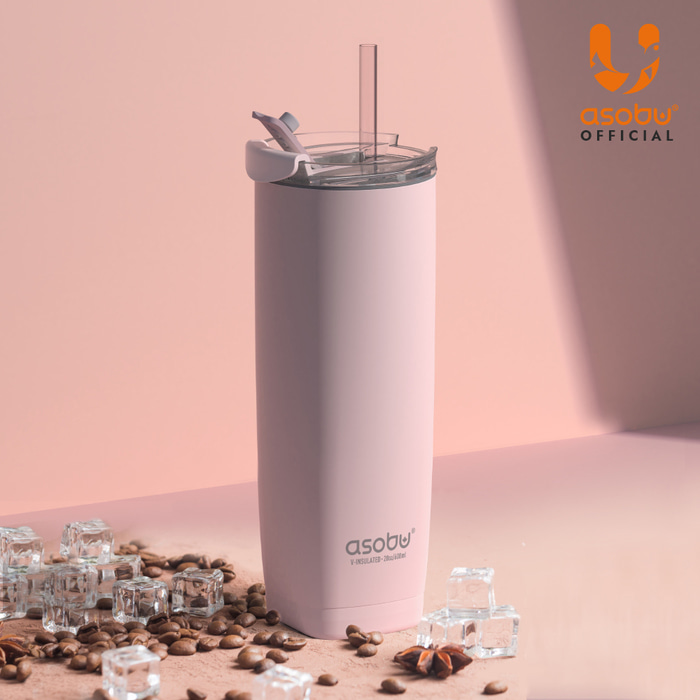 아소부 스테인레스 보온보냉 빨대텀블러 아쿠아리나 600ml, 핑크 - 상세 이미지 3