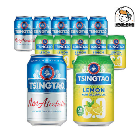 칭따오 맥주맛 음료 2개묶음 논알콜릭+논알콜릭 레몬 330ml, 6개