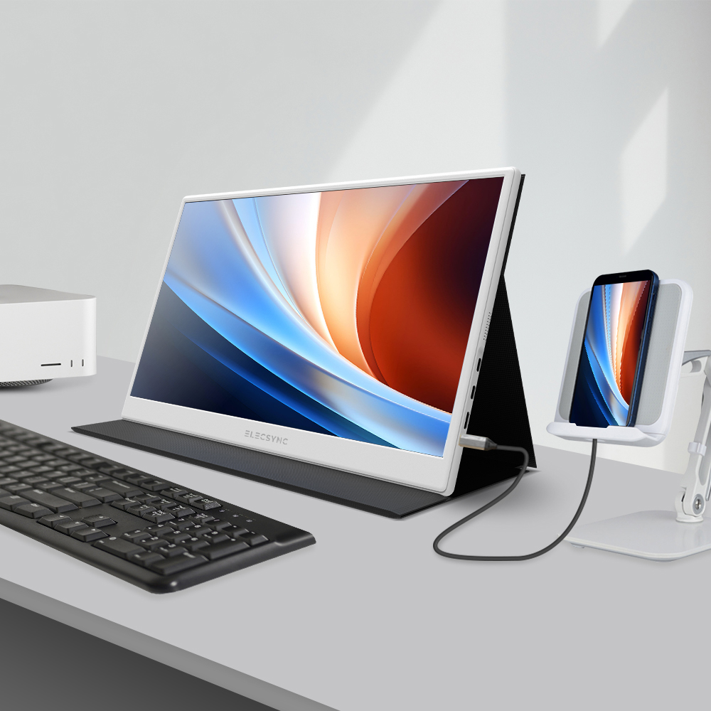 일렉싱크 S15A 휴대용 모니터 노트북 듀얼 보조 서브 덱스 미러링 39.62cm, 화이트