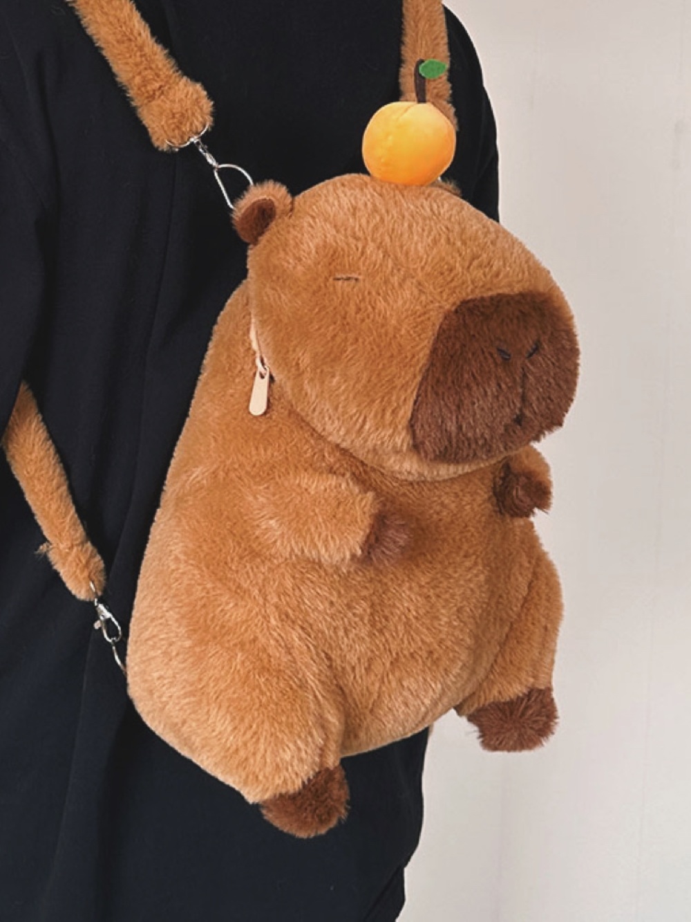 카피바라 가방 인형가방 인형 백팩 배낭 동물가방 선물 보조가방 털가방 귀여운 - 상세 이미지 2
