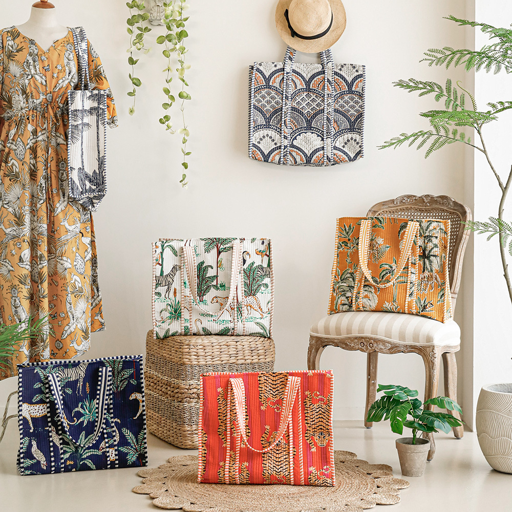 벨라 에스닉 인도 핸드메이드 퀼트 빅백 쇼퍼백 대형 여름 비치 가방