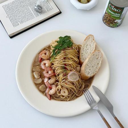 argee Enamel Plates – 114inch Thick Cream Plate Lightweight and Durable Modern Simple Enamelware for : 에스와이넷샵