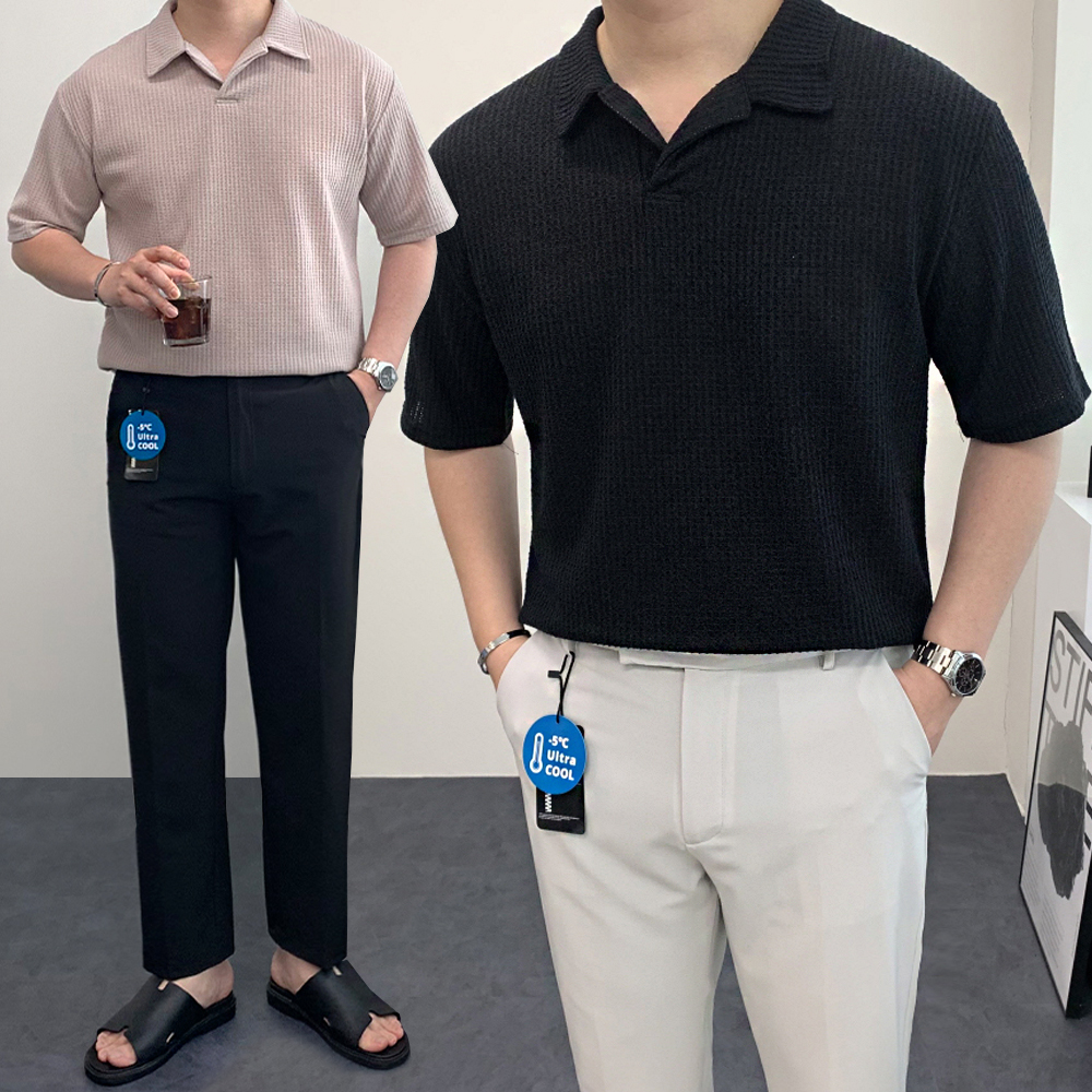 남자 PK 반팔 카라티 여름 오픈카라 피케 티셔츠 - 메인 이미지