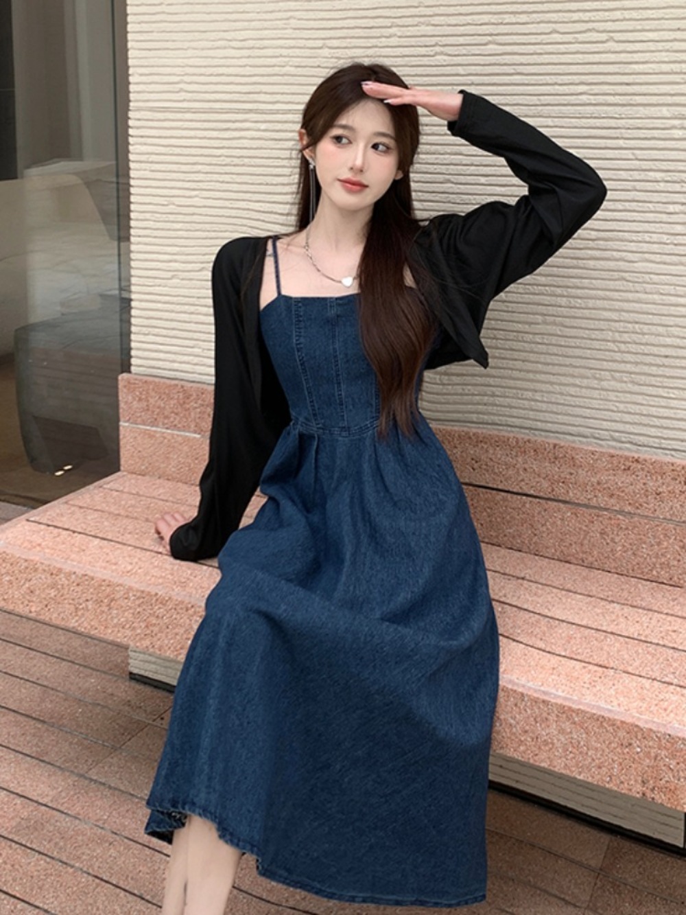 나는 솔로 157회 송해나 원피스 나시 민소매 데님 스퀘어넥 의상 옷 패션 - 상세 이미지 2
