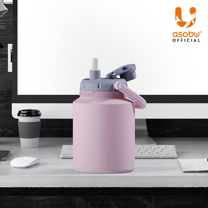아소부 스테인레스 보온보냉 캠핑 아웃도어 미니 워터저그 1L, 핑크