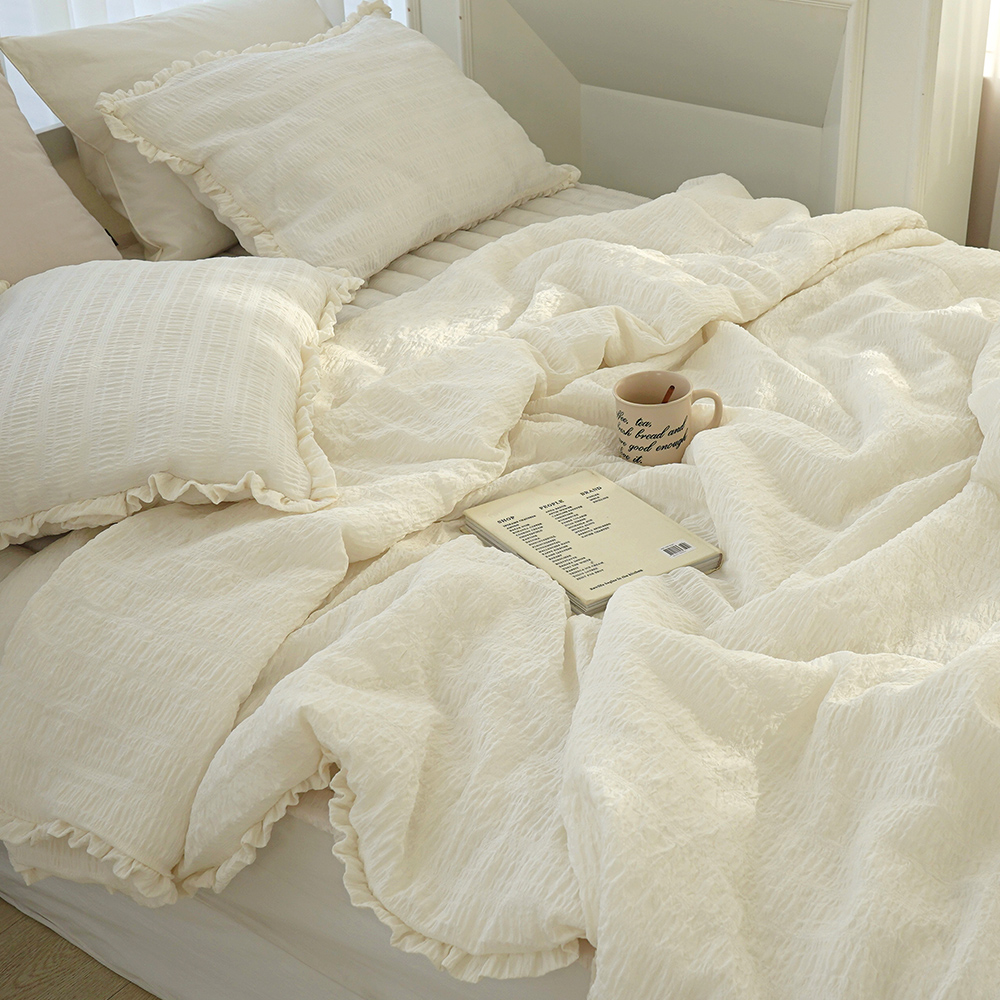 셔링 뱀부 시어서커 프릴 여름이불 세트 냉감이불 차렵이불 SS/Q