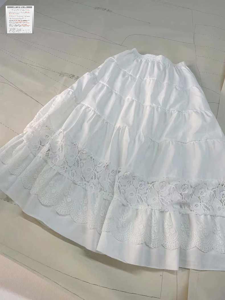 레이어드 롱 자수 속치마 우아한 레이스 - 상세 이미지 5
