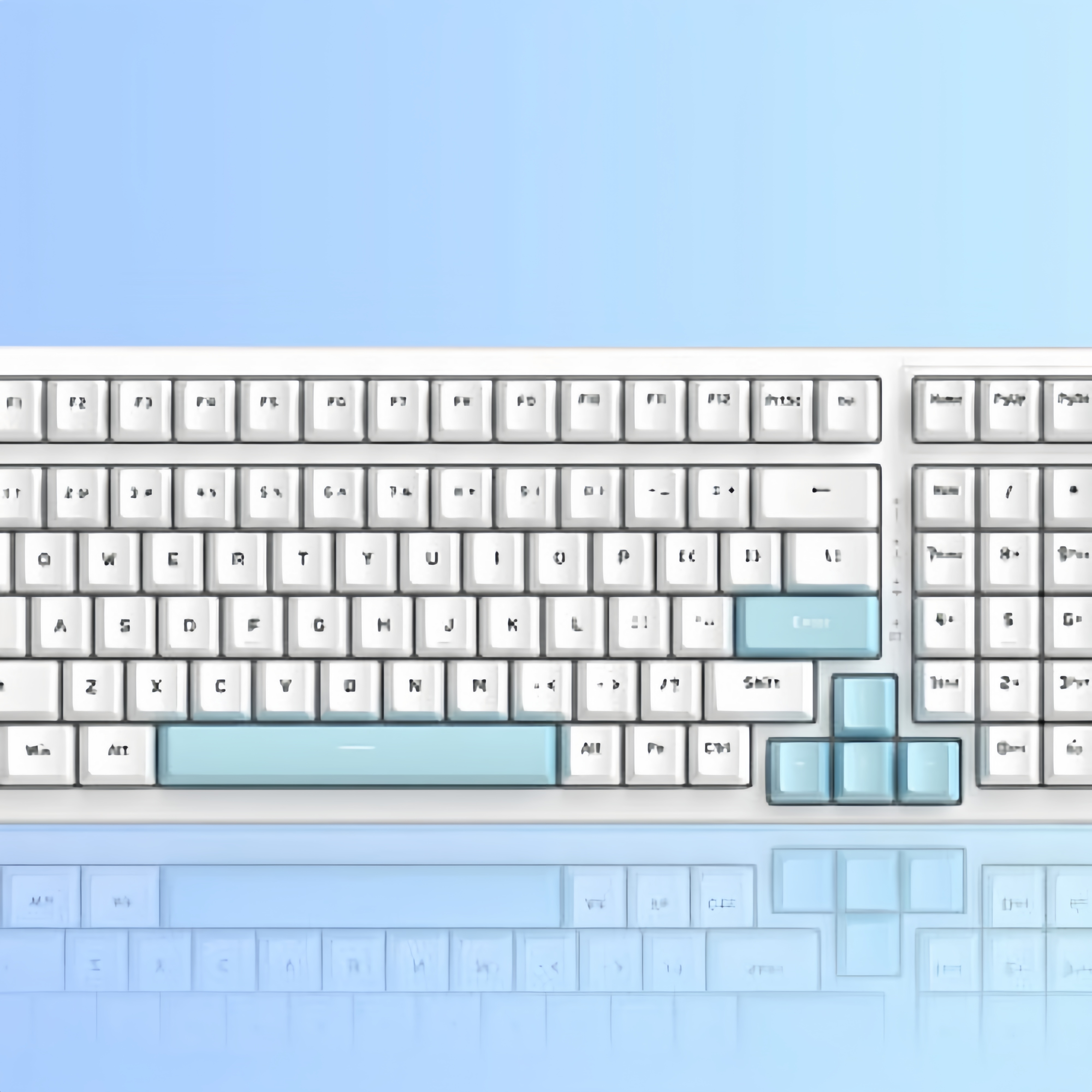 AJAZZ AK992 기계식 키보드 GASKET구조 PBT 키캡 게임용 무선 유선 키보드 갈축 화이트블루 - 상품 이미지