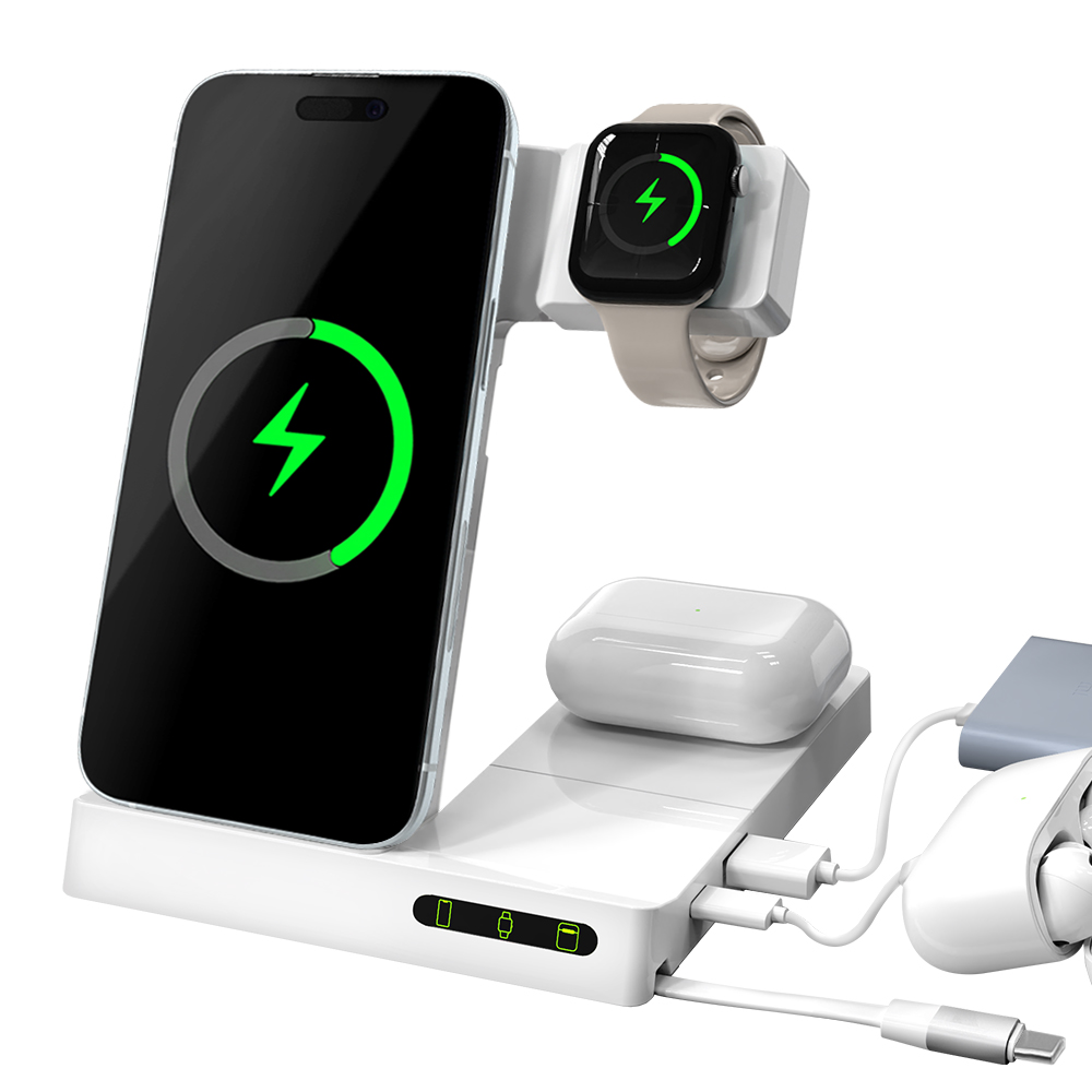 고속 무선충전기 3 x 2 = 6 in 1 15W 아이폰 갤럭시 애플 워치 에어팟 버즈 충전기 멀티 거치대