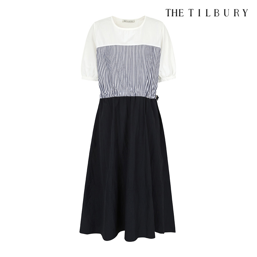 (더틸버리) 배색 스트라이프 플레어 원피스 TP7N0OP01W : THE TILBURY