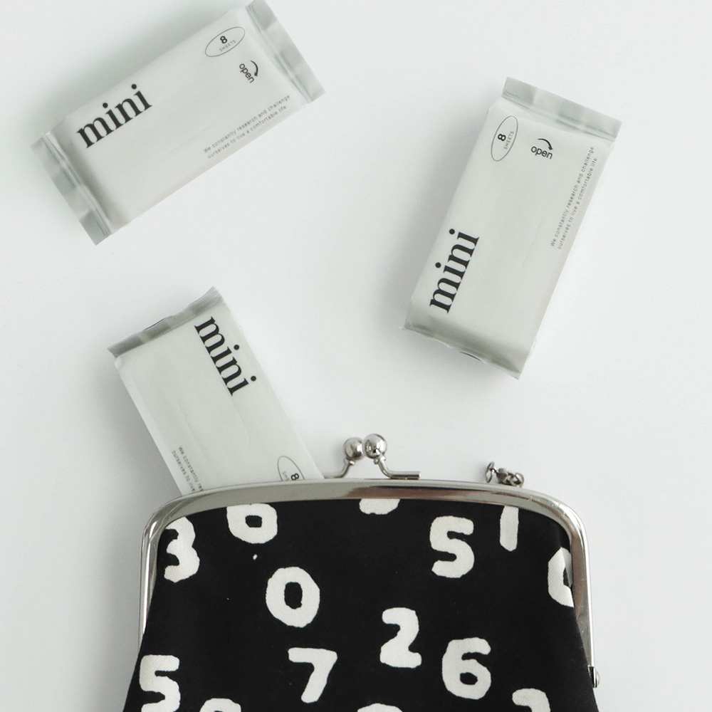 올챌린지 미니 포켓 휴대용 여행용 소형 물티슈 8매 5팩+5팩