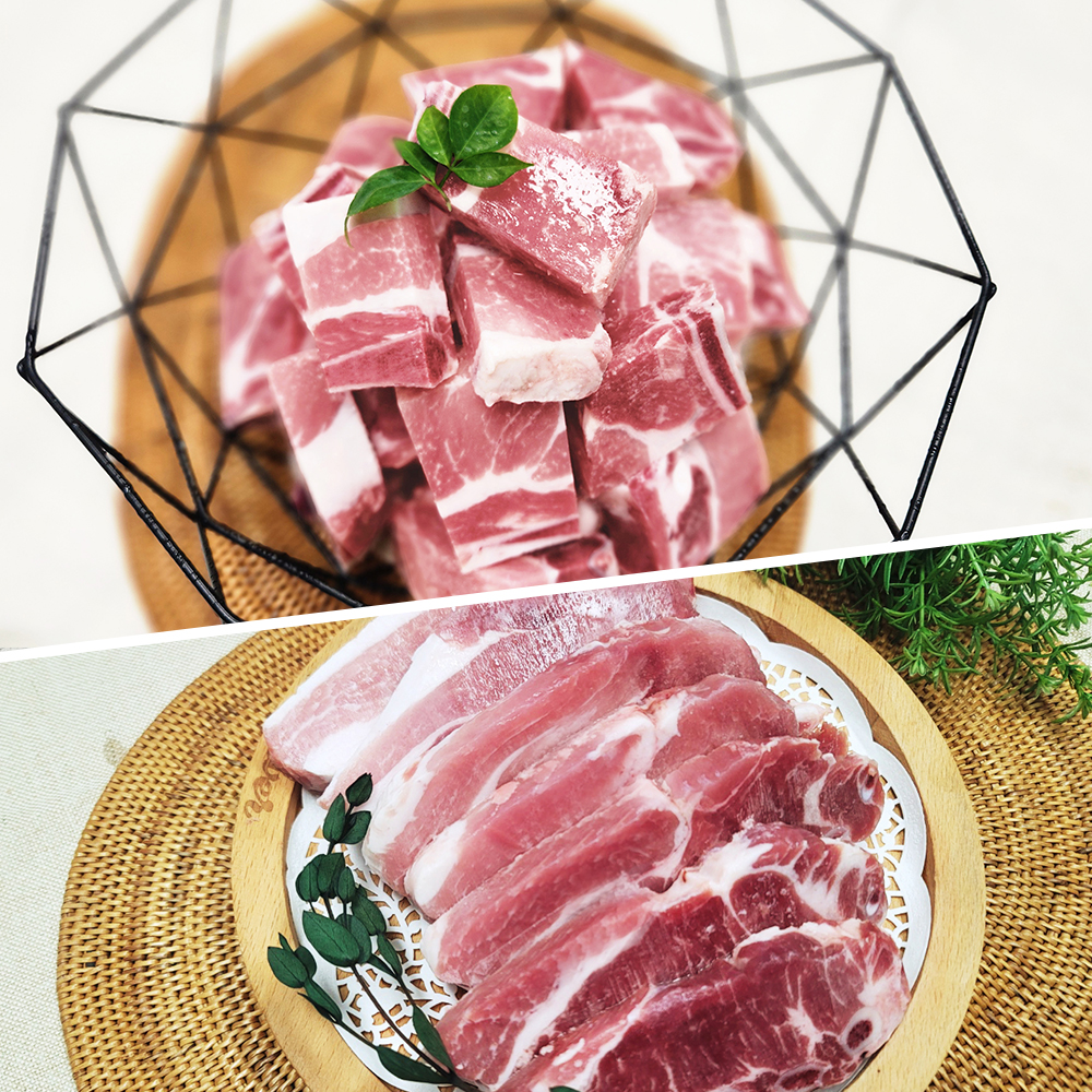 더예쁜한우 한돈 돈갈비 돼지 la갈비 찜용 구이용 1kg 우시산한돈 냉동 : 더예쁜한우