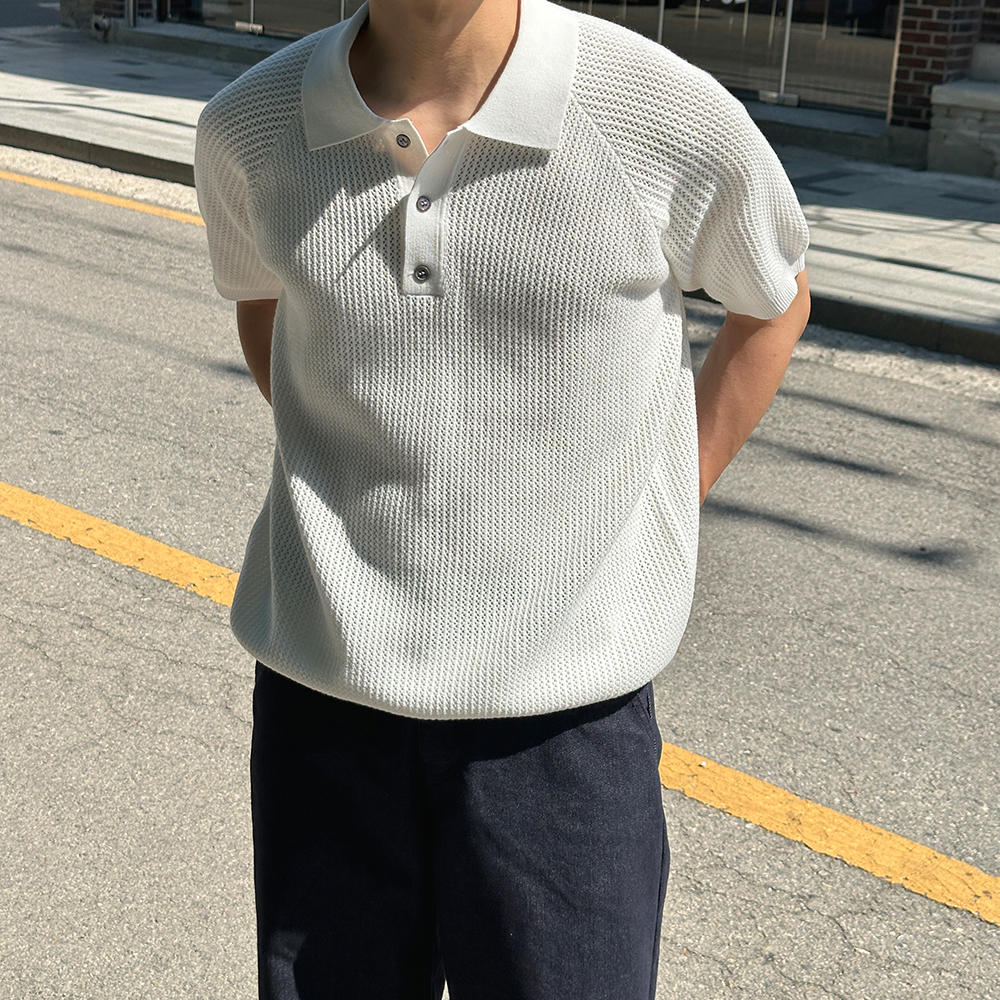 남자반팔니트 여름 머슬핏 폴로 린넨 카라니트 LAINE 이미지 6