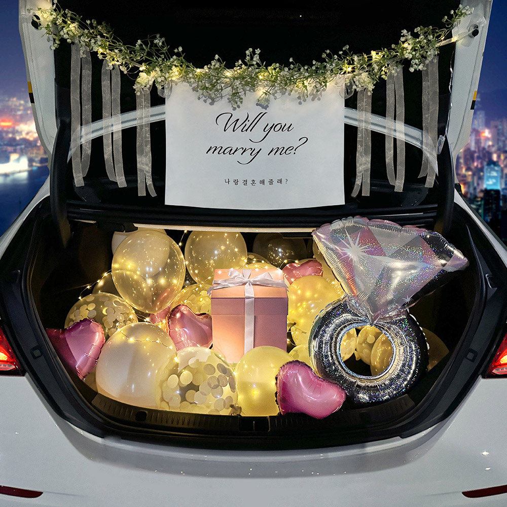 트렁크 프로포즈 용품 세트 자동차플라워 SET02 한글가랜드