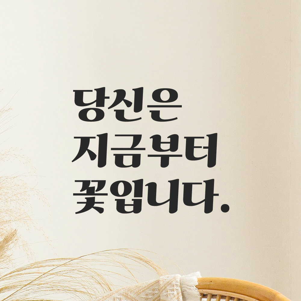 인테리어 포인트 그래픽 레트로 감성 레터링 스티커 당신은 지금부터 꽃입니다 LG-078S 검정 이미지 8