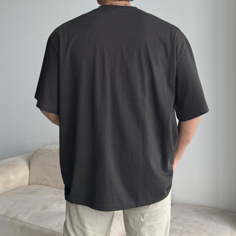 남자 맨짐 박스 오버핏 여름 캐주얼 프린팅 면 반팔티 - 상세 이미지 2