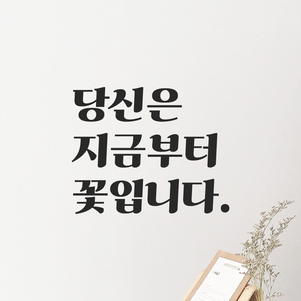 인테리어 포인트 그래픽 레트로 감성 레터링 스티커 당신은 지금부터 꽃입니다 LG-078S 검정 - 상세 이미지 5