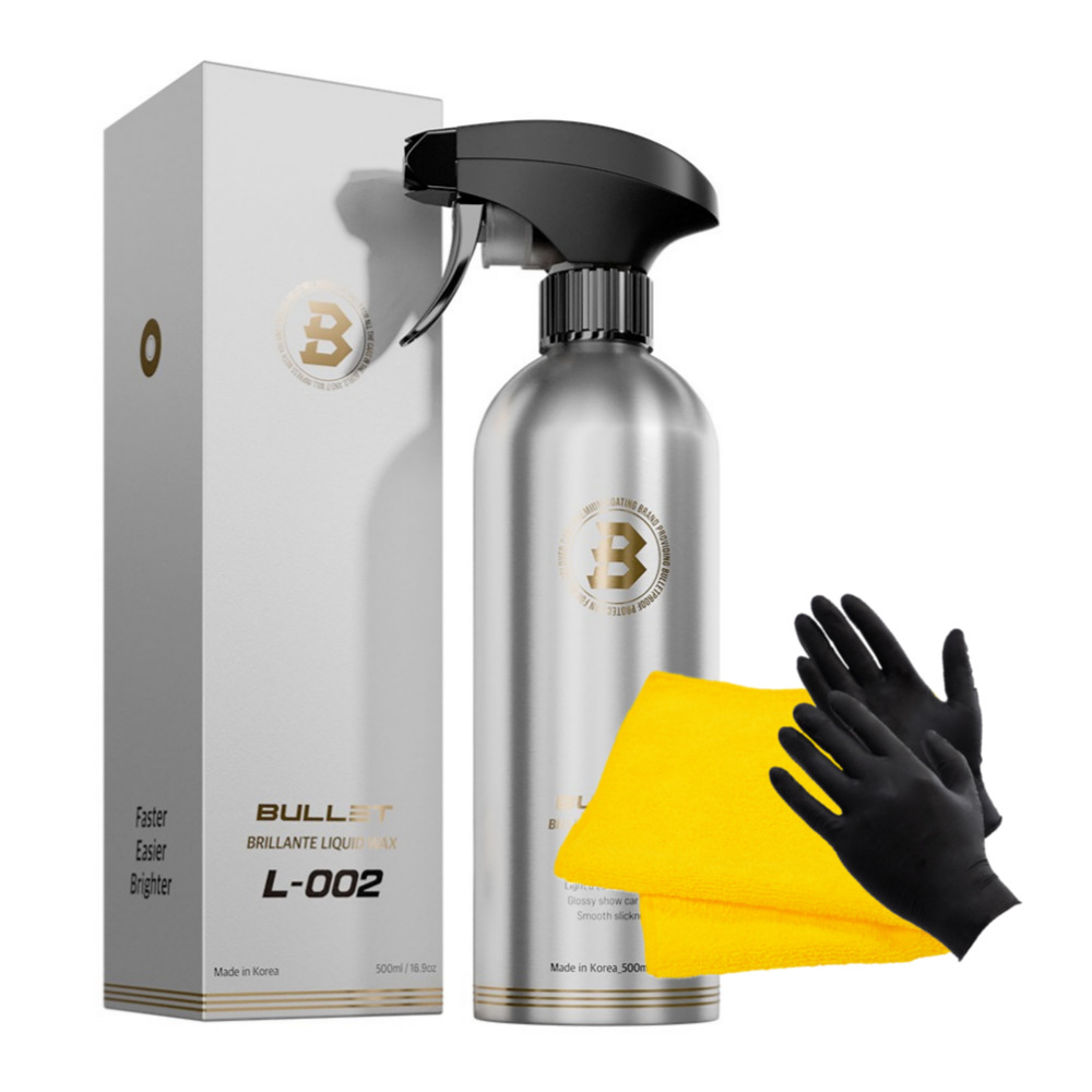 더클래스 불렛 L002 브릴란테 500ml 물왁스 퀵디테일러 타월장갑 세트 - 상품 이미지