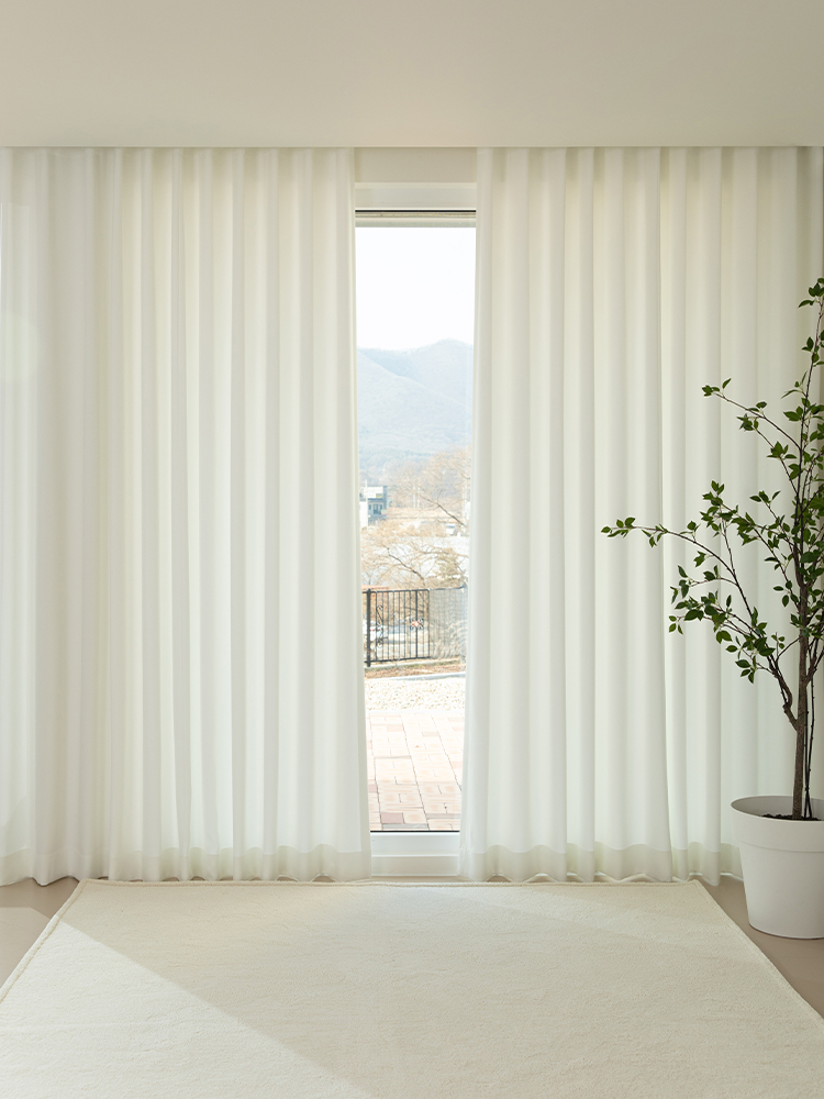 암막커튼 맞춤제작 거실 안방 퓨어화이트 민자형 1폭(140cm) / 160cm 이하(반창커튼) : 마리하우스