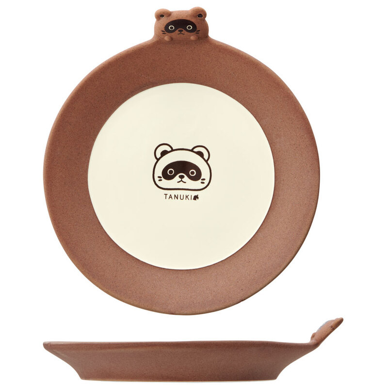 스케이터 너구리 TANUKI 캐릭터 다이컷 도자기 중간 접시 18cm CHPL18D - 주방·식기 - 하카타몰