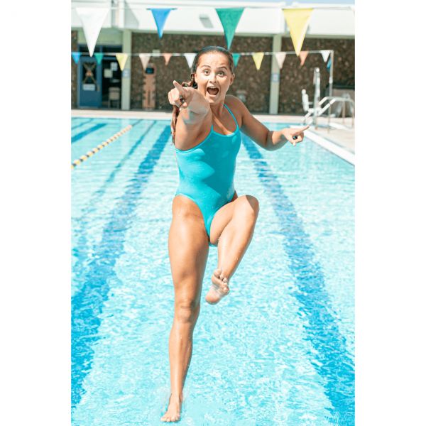 졸린 쉐비 원피스 수영복 하와이 블루 Jolyn Chevy Swim Onesie (solids) - Hawaii Blue - 메인 이미지