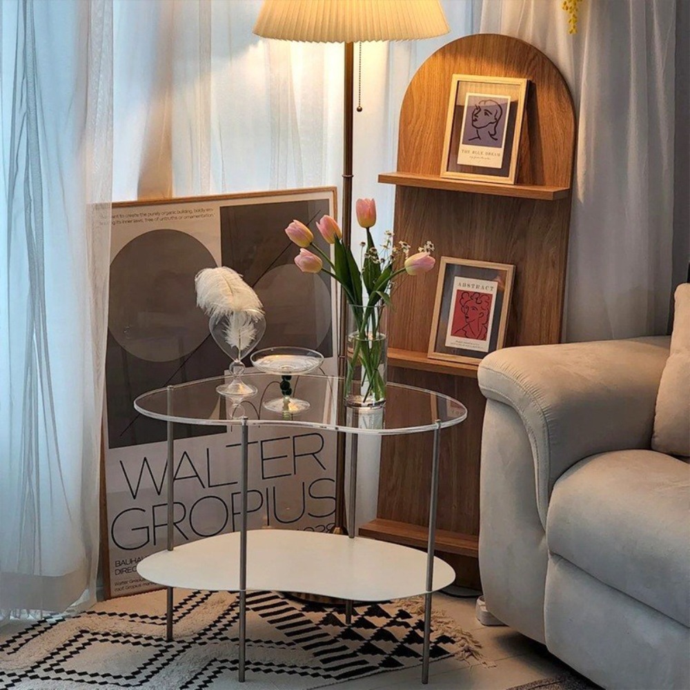 아크릴 탁자 테이블 2단 인테리어 거실 선반 진열대