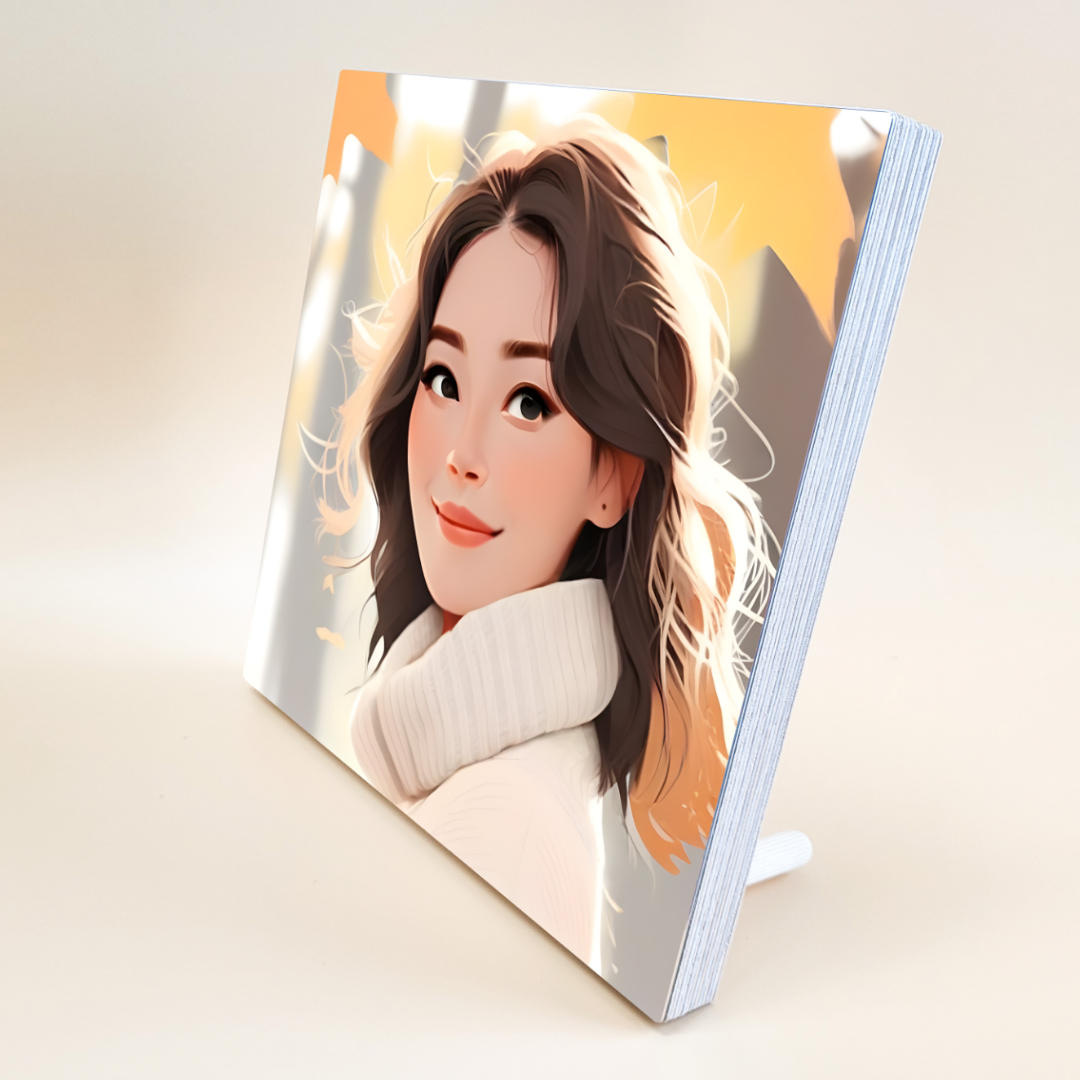 캐리커쳐 수채화 일러스트 메탈 우드 액자 초상화 커플 기념일 그림 선물 주문제작 S - 상세 이미지 2