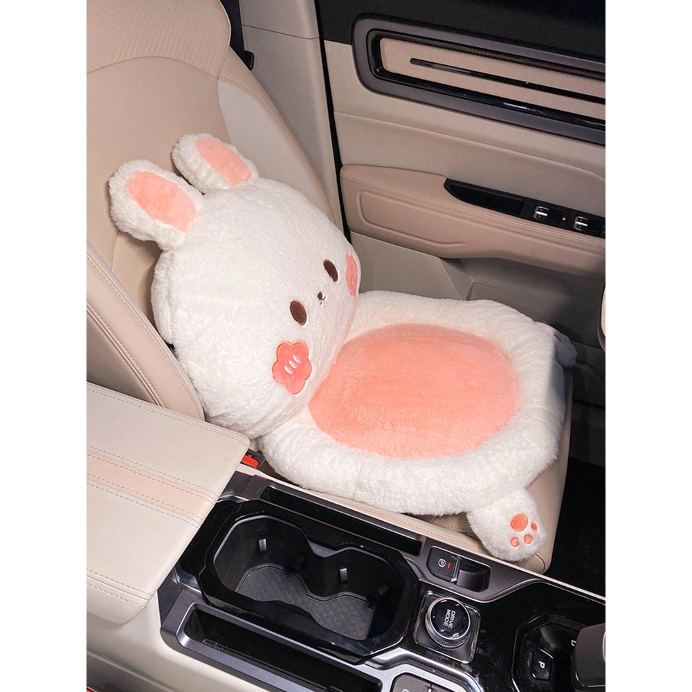 자동차 좌석 쿠션 플러시 목베개 요추 여성용 겨울 차 인형 이미지 7