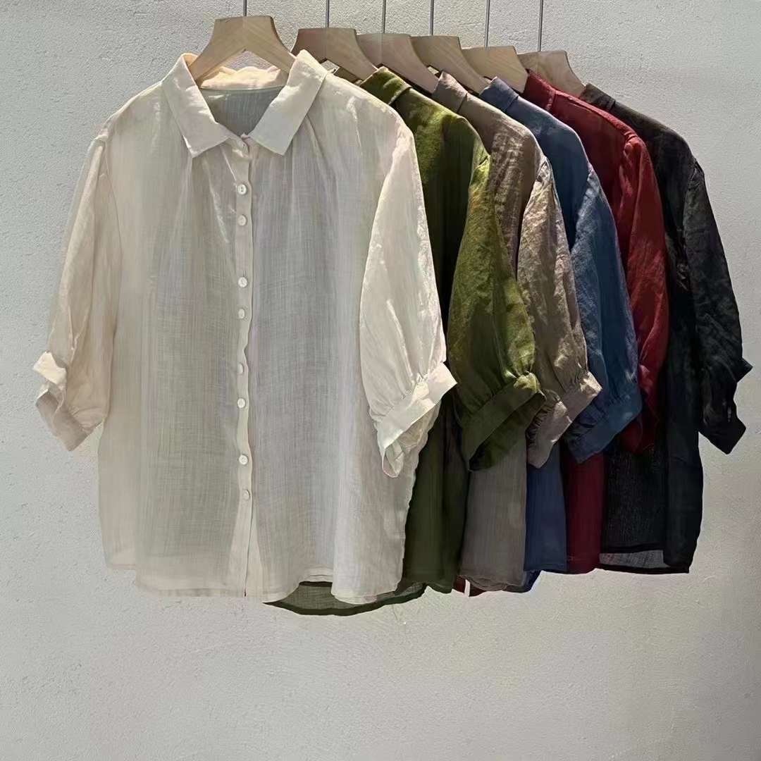 린넨블라우스 여름 모시블라우스 루즈핏 오버핏 미시옷 이미지 7