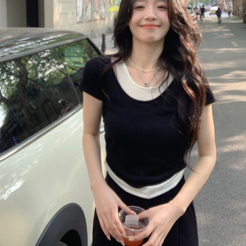 놀면뭐하니 247회 박진주 반팔 티셔츠 레이어드 라운드넥 의상 옷 패션 - 상품 이미지