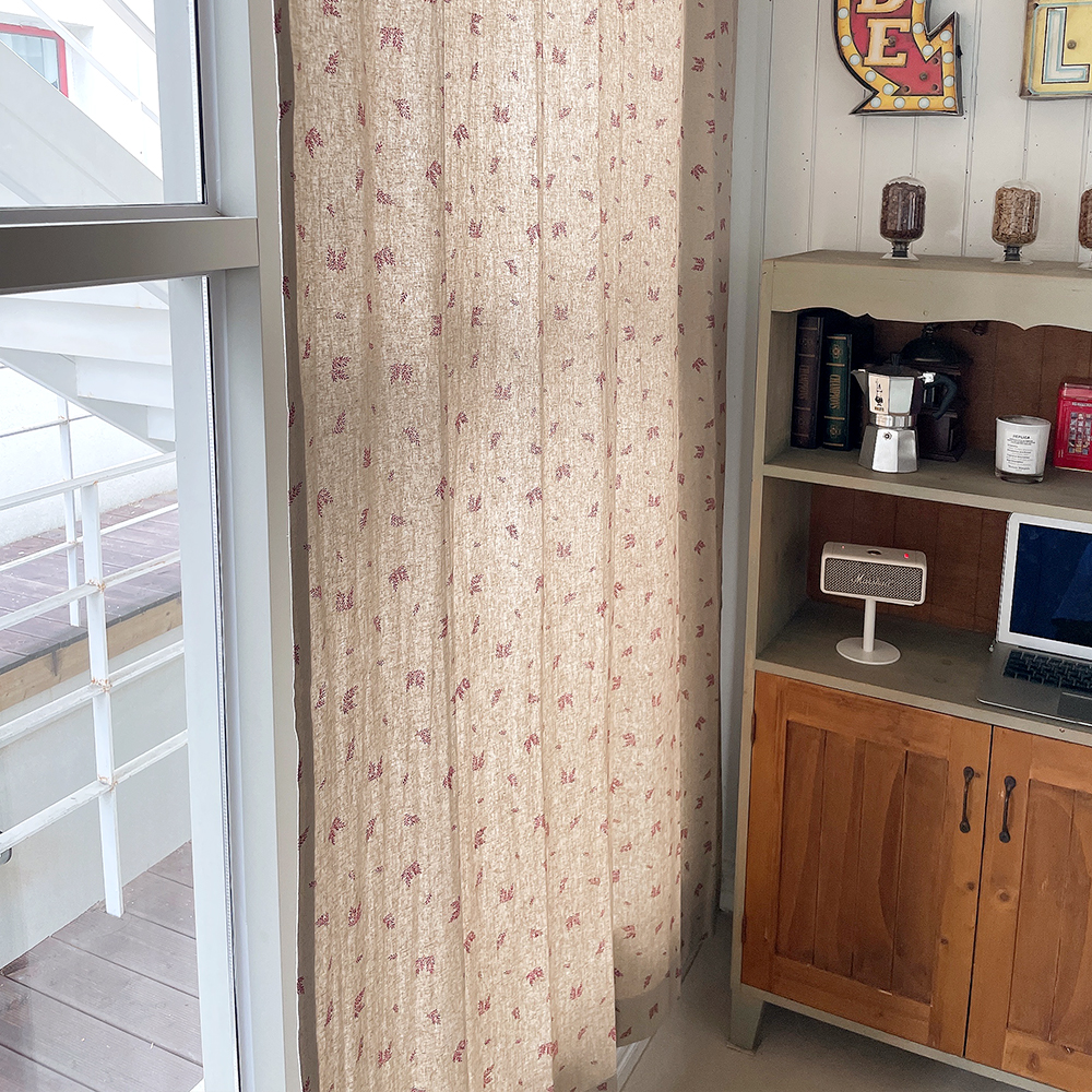 린넨 단풍 빈티지 커튼 스몰-가로120세로150