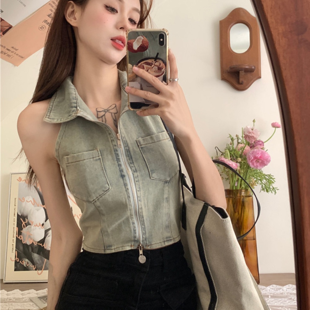 놀라운토요일 323회 태연 조끼 집업 데님 홀터넥 의상 옷 패션 - 상품 이미지
