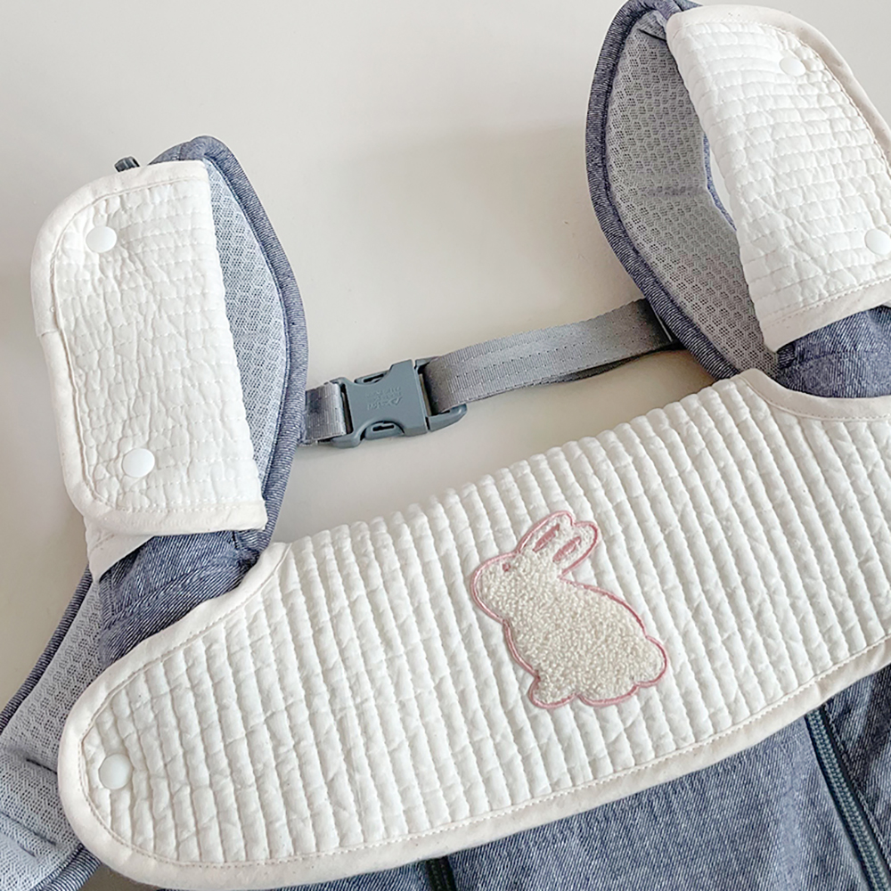 올포홈 면 누빔 신생아 아기띠 침받이 커버 앞보기 침패드 카시트 안전벨트 포곰이set