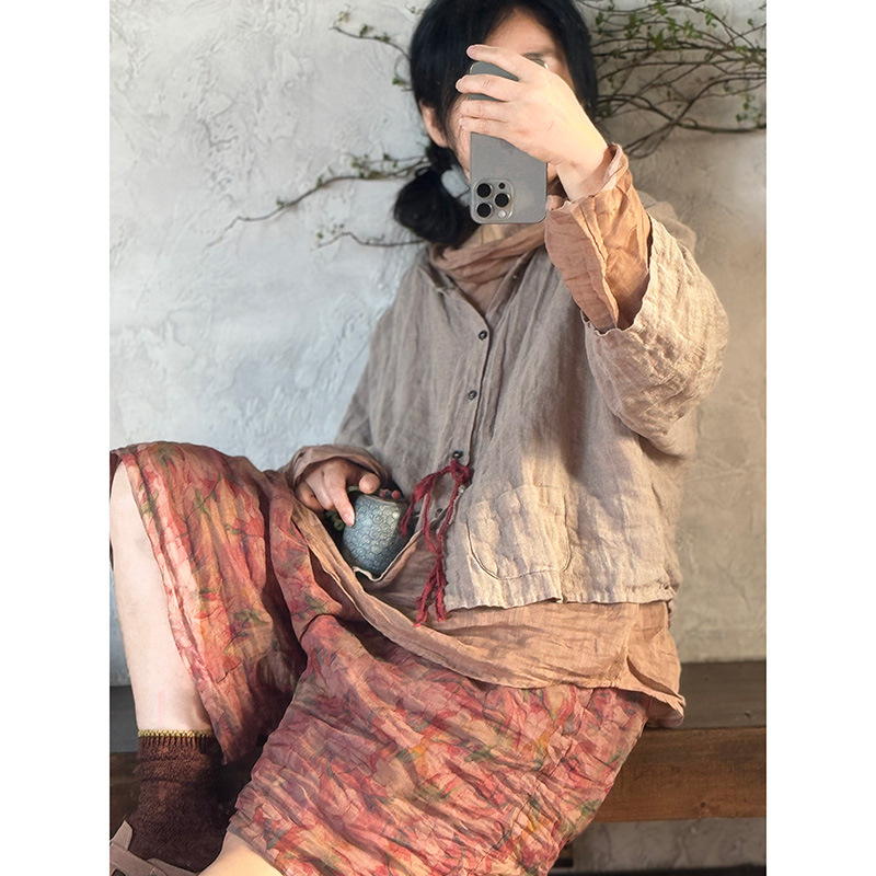 린넨반바지 여름 두겹 모시반바지 잔꽃 플라워 엄마옷 - 상세 이미지 2