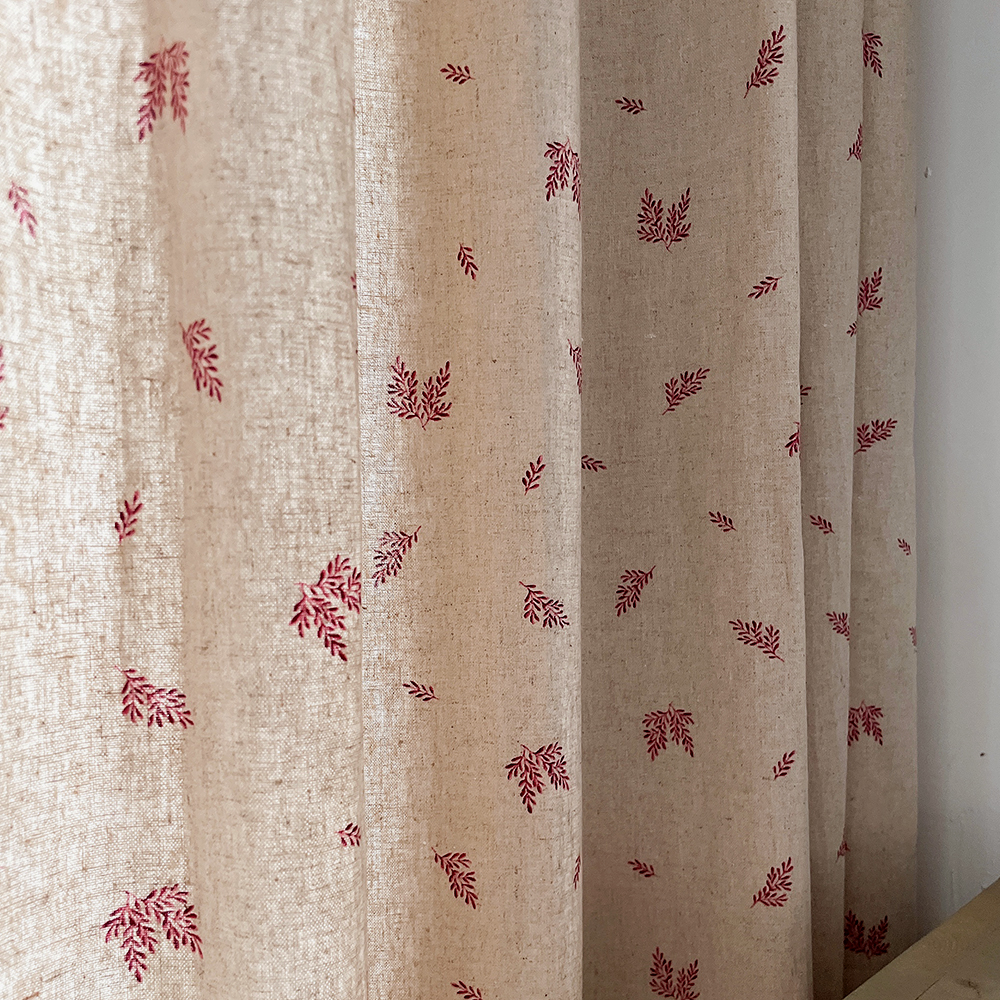 린넨 단풍 빈티지 커튼 스몰-가로120세로150