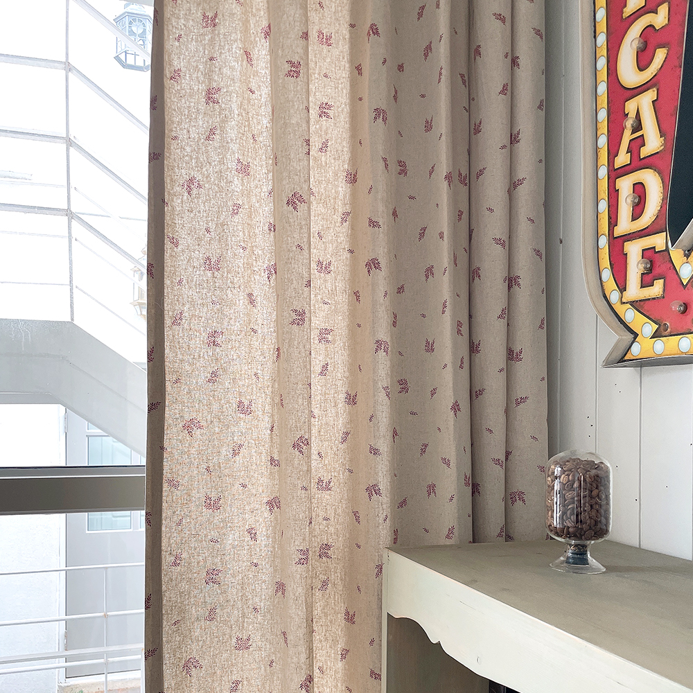 린넨 단풍 빈티지 커튼 스몰-가로120세로150