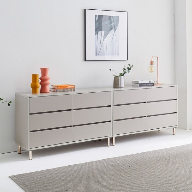 가구산책 연그레이 2400 3단 서랍수납장세트 거실장 B3070