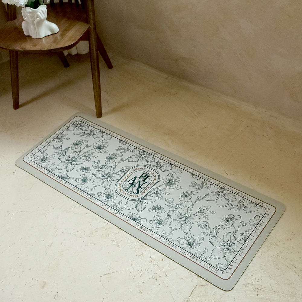 포시엘라 빨아쓰는 규조토 주방 매트 대형 키친 싱크대 발매트 북유럽 시그니쳐 타원 XL