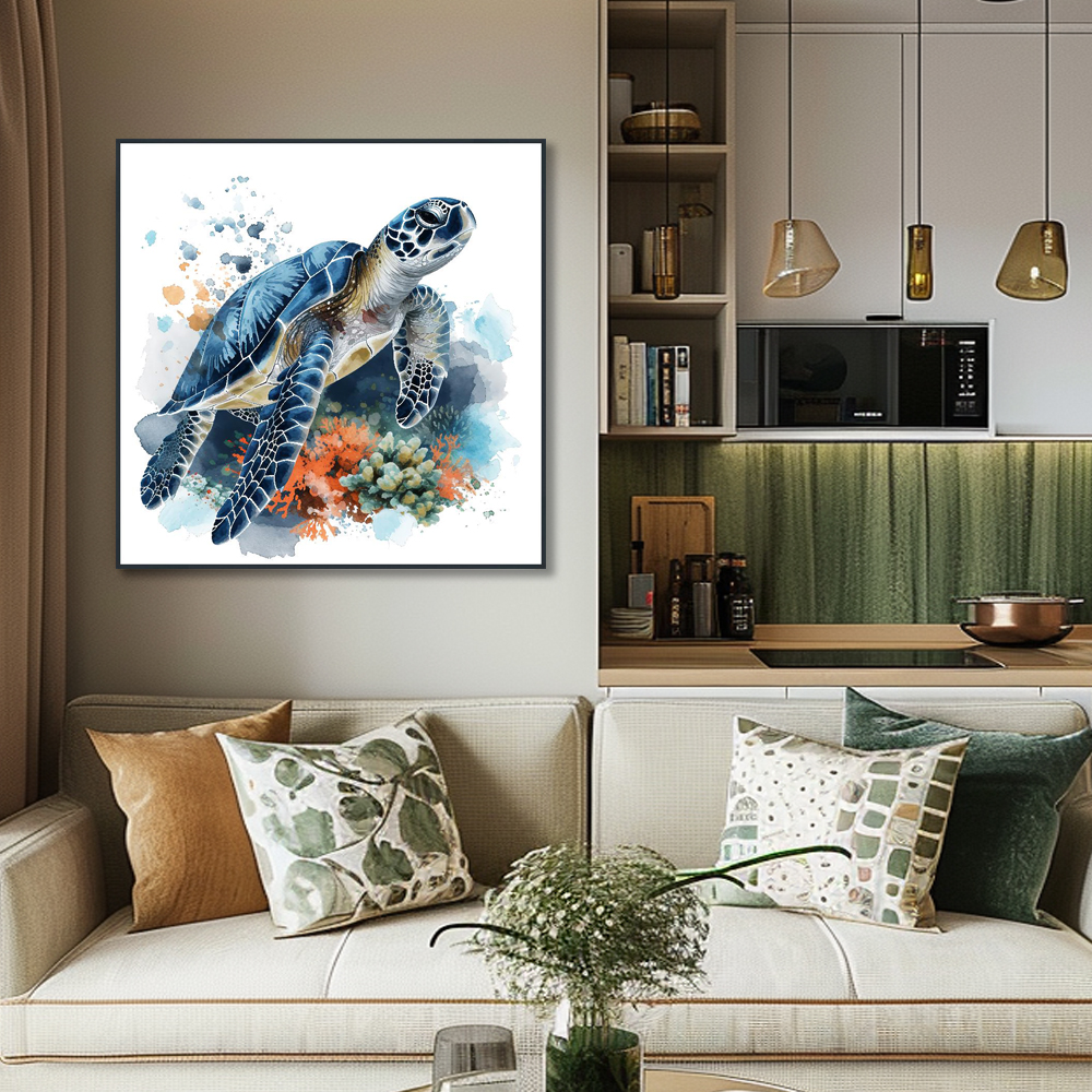 재물 거북 80X80cm 무광골드 알루미늄액자 - 상세 이미지 3