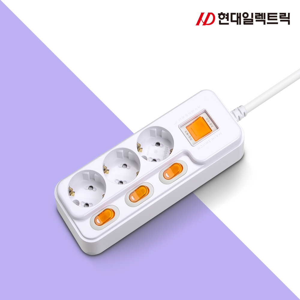 국산 접지 과부하차단 5구 1.5M 멀티 콘센트 개별 멀티탭 이미지 4