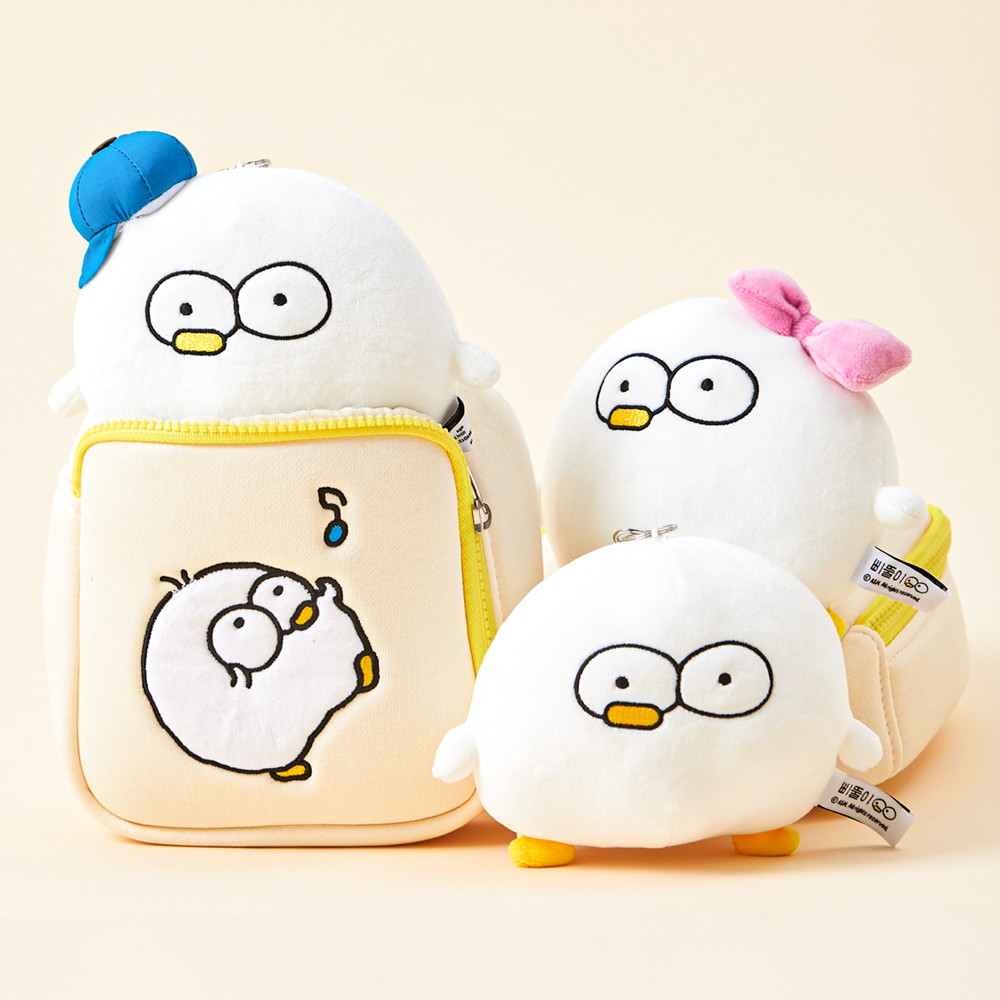 신난 아기 삐뚤이 일반 사각 네모 파우치 입삐뚤오리 굿즈