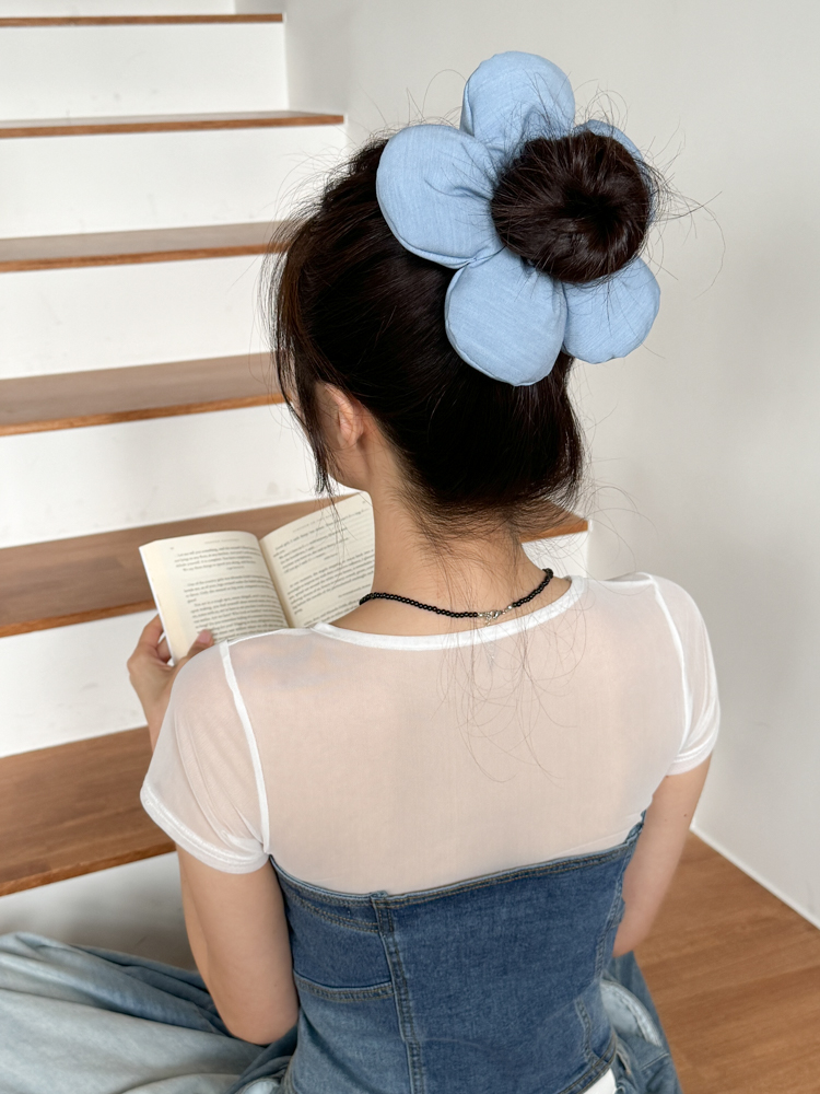 쿠션 플라워 포니테일 헤어 곱창 머리끈 9color 상세 이미지 18