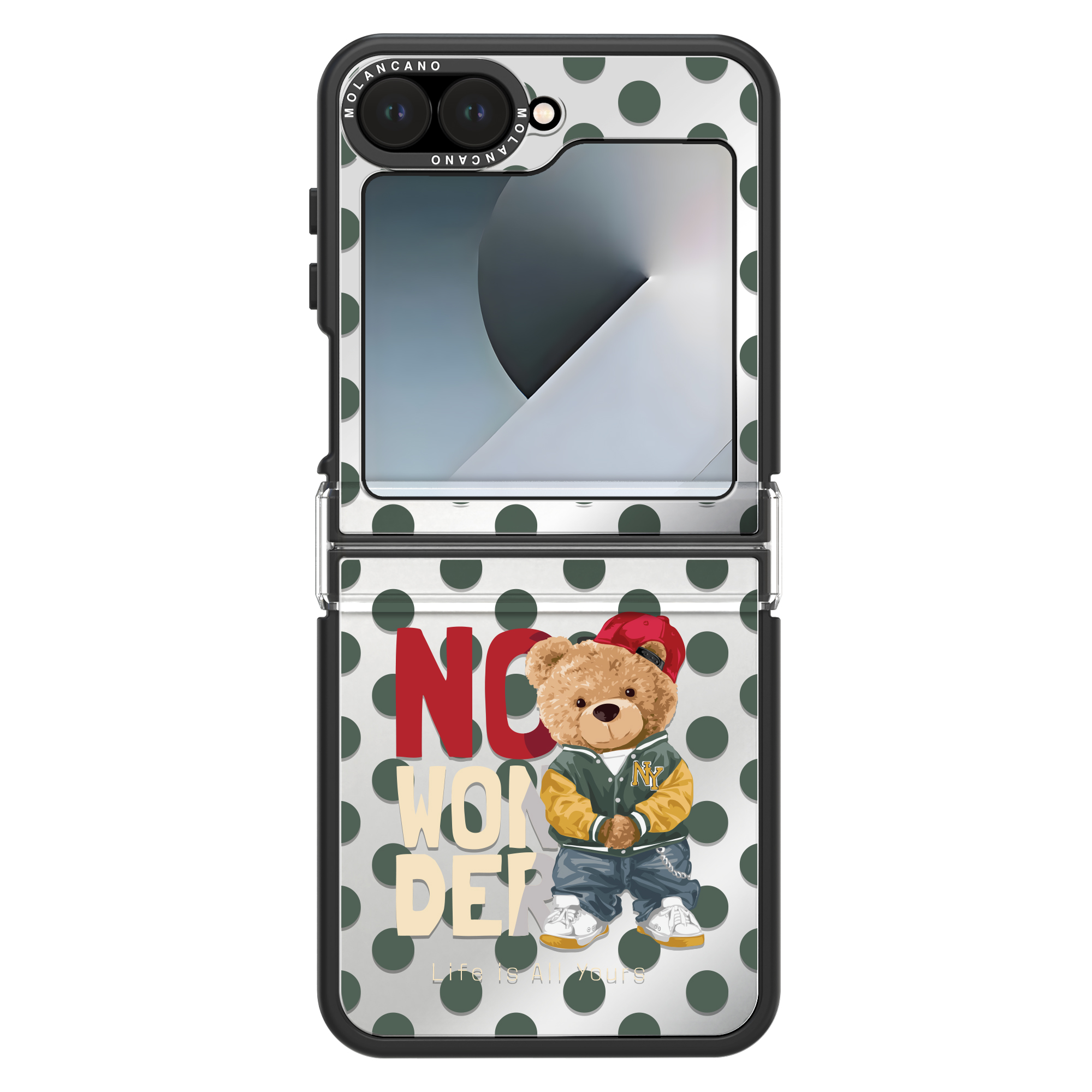 갤럭시 Z플립6 플립7fe 미러 썸머 테디 디자인 거울 휴대폰 케이스 - 상세 이미지 3
