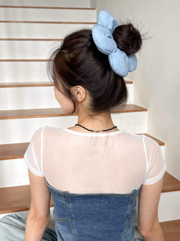 쿠션 플라워 포니테일 헤어 곱창 머리끈 9color 상세 이미지 16